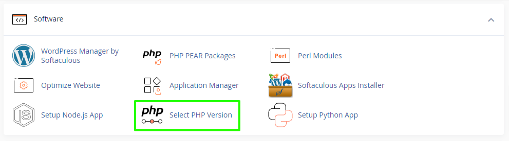 cPanel - Select PHP Version